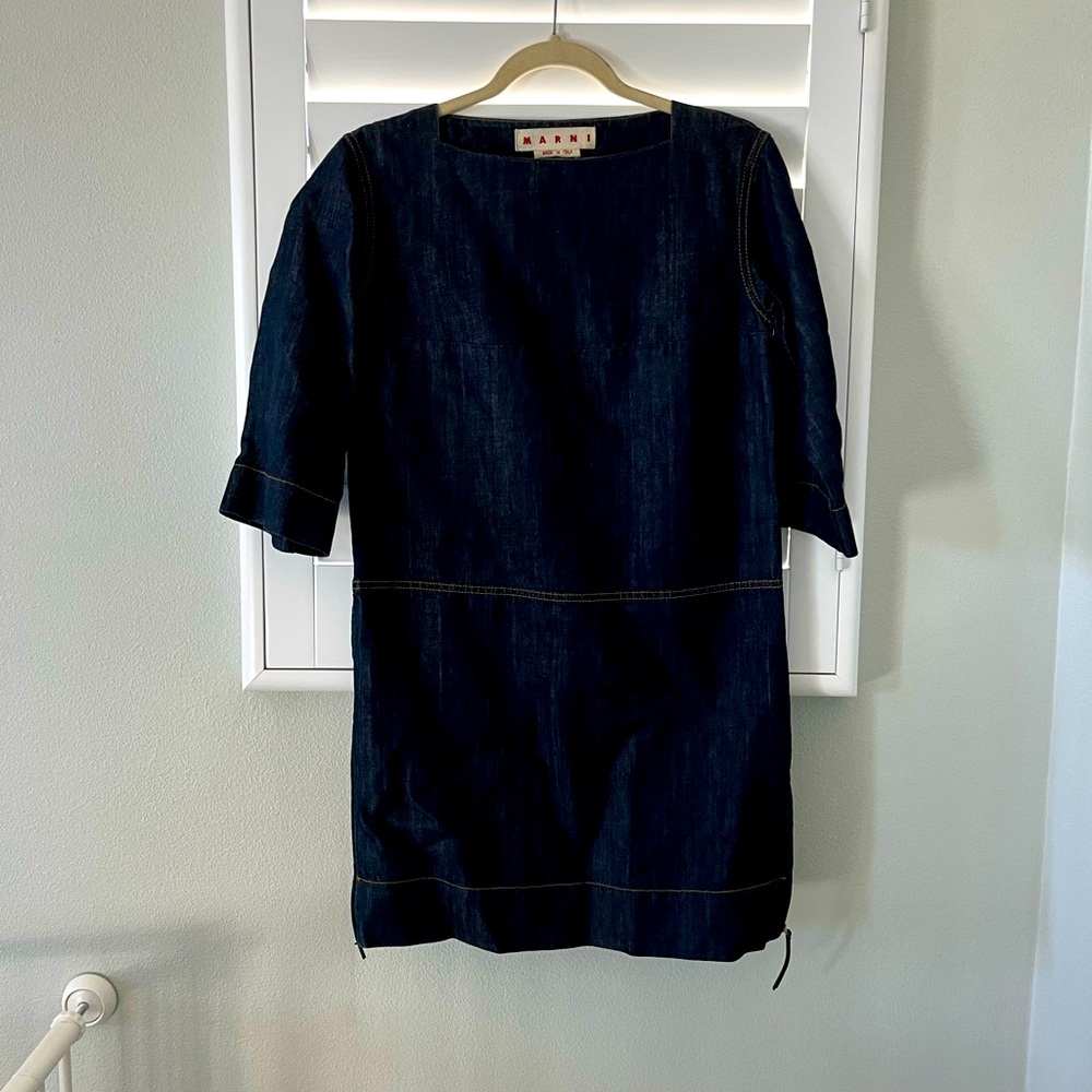 Marni boat neck denim dress